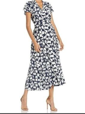 French Connection Islanna Printed Crepe Midi Dress size 4